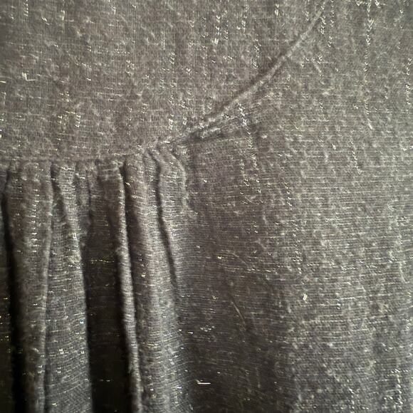 WORLD MARKET Black Sparkle Gauze Stitched split neck boho Blouse small medium - Picture 6 of 6